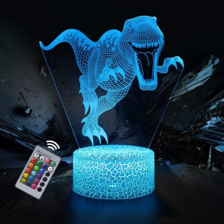 Dinosaurielampa, 3D dinosaurienattlampa för barn pojkar, 16 Co-WELLNGS