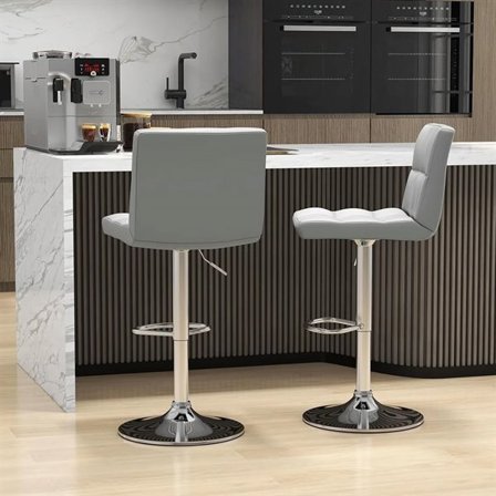 Højdejusterbare barstole i kunstlæder 65-85cm 2-pak - Grå