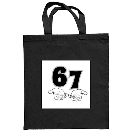 Stofpose 67 meme hænder grafisk sort-hvid seks syv hænder illustration trendy moderne æstetisk