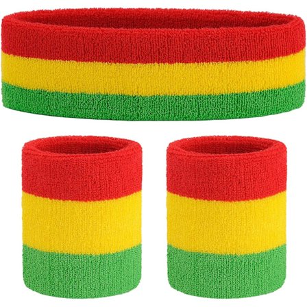 Hodebåndsett (3 deler) Sports svettebånd Stripete håndleddsbånd