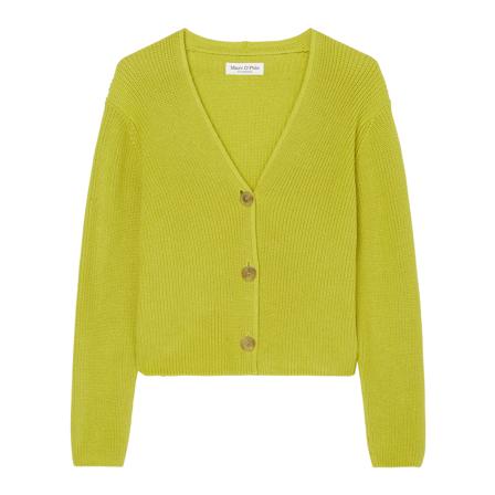 Marc O'Polo, Cropped V-neck cardigan in a relaxed fit Groen, Dames, Maat:L