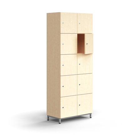 Schließfachschrank QBUS, 2020x800x420 mm, Silber, Birke