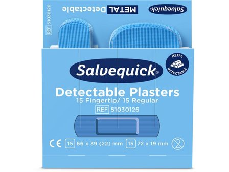 Salvequick Plåster refill Detect. finger blå 30/fp - Lyreco - Skyddsutrustning - Första Hjälpen - Förband och Refill