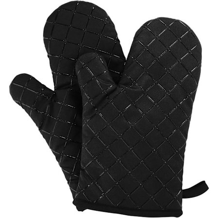 1 par svarte sklisikre kjøkkenvotter, bomullsvott