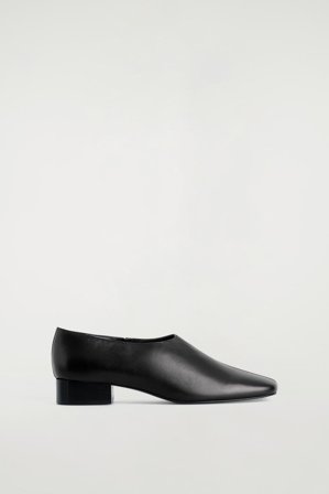 COS Women's Square Toe Leather Heeled Shoes in Black