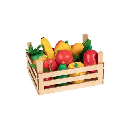 Frukt och grönsakslåda i trä