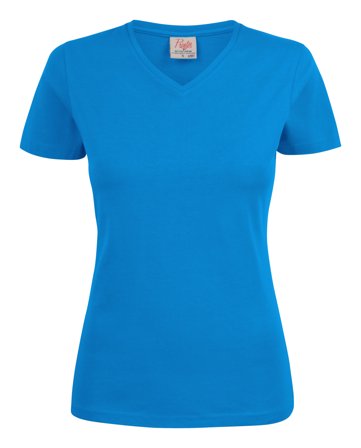 Printer Heavy V-neck Lady T-skjorte Oceanblå Oceanblå, Klær