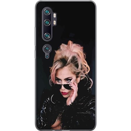 Kompatibel Mobilcover til Xiaomi Mi Note 10 Pro Lady Gaga portræt med solbriller og dramatisk makeup i mørk glamorøs stil