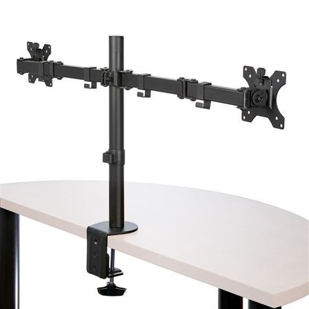 StarTech Desk Mount Dual Monitor Arm, Desk Clamp / Grommet VESA Monitor Mount for up to 32 inch Displays, Ergonomic Articulating Monitor Arm, Height