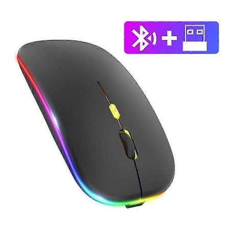 2,4 GHz Bluetooth 5.1 trådløs mus med USB-mottaker, oppladbar RGB gaming stille mus, ergonomisk optisk mus for hjemmekontor, bærbar datamaskin
