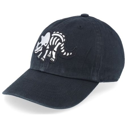 Kiddo Cap - Svart unconstructed Keps - Kids Triceratops Skeleton Patch Black Dad Cap @ Hatstore