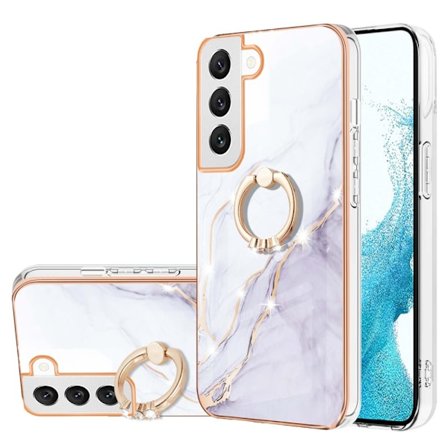 Etui med ringholder til Samsung Galaxy S23 Plus Hvid Marmor