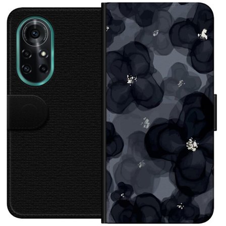 Yhteensopiva Lompakkokotelo Huawei Huawei nova 8 Pro Abstrakti tummanvärisellä kukkakuviolla, jossa on elegantti ja dramaattinen tunnelma