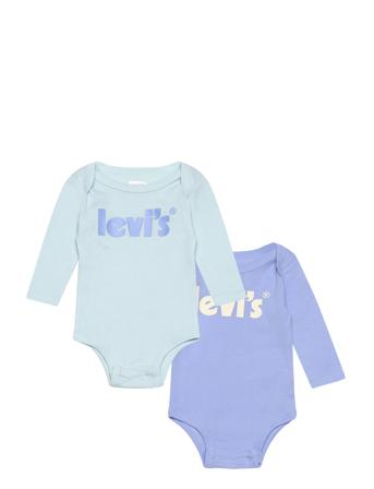 Levi's Poster Logo Long Sleeve Bodysuit 2-Pack Blue Levi's