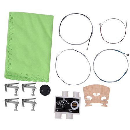 Viulun tarvikepaketti: kangas, äänenvaimennin, sillan säätö, korvaavat osat