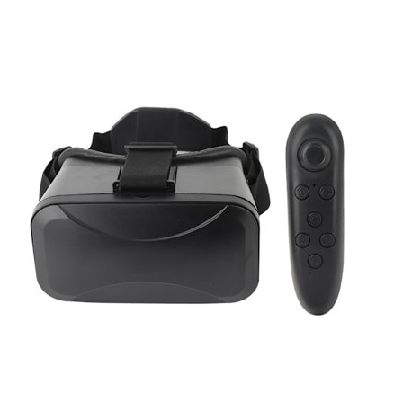 3D VR Virtual Reality Headset 3D VR Briller med Gamepad for IOS for Android Telefoner Barn Voksne (V7 Briller Y1 Svart Håndtak)