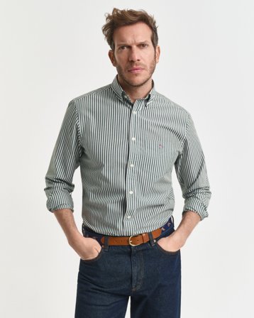 GANT Herren Regular Fit Classic Popeline Hemd mit Streifen (4XL) Grün