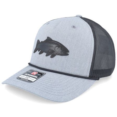 Skillfish - Trout Figure 112fpr Heather Grey/Black/Black Rope A-Frame Trucker Trucker Grey Cap - @ Hatstore