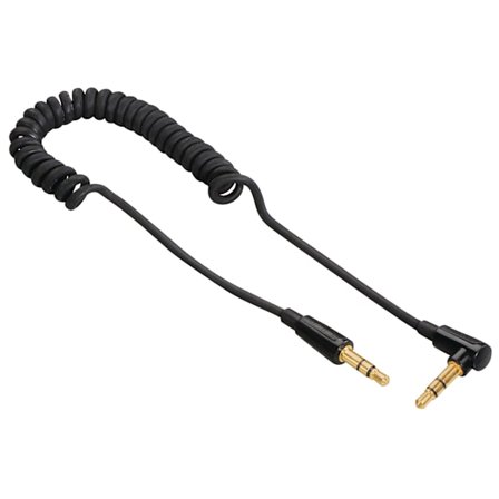 Kabel Audio 3.5mm-3.5mm Vinklad Coiled Guld Svart 1.5m