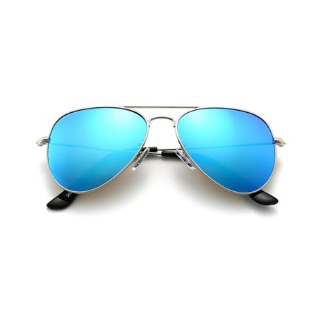 Polariserede Aviator Solbriller til Børn, Teenagere og Juniorer - Rustfrit Stål Stel, Fjederhængsel, UV-beskyttelse, Blå