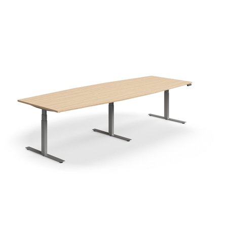 Konferenztisch QBUS, 3200x1200 mm, silber/Eiche