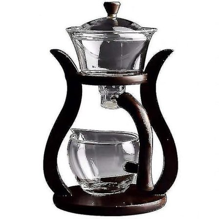 Halvautomatisk Tekande i Varmebestandigt Glas - Magnetisk Vandafledning, Drejeligt Dæksel, Automatisk Tekande, Sæt med Tekøkkenredskaber