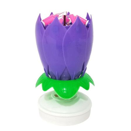 Magisk Fødselsdagslys Musikalske Fødselsdagslys Drejelig Lotusblomst Fødselsdagskage Legetøj til Fødselsdagsfest Purple