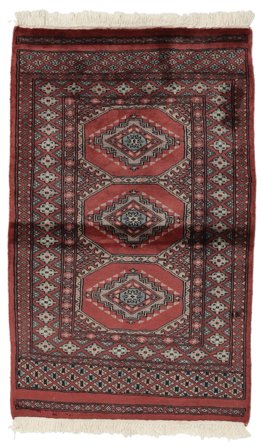 Anudada A Mano Pakistan Bukara 3Ply Alfombra 77X128 De Lana Negro/Rojo Oscuro Pequeño