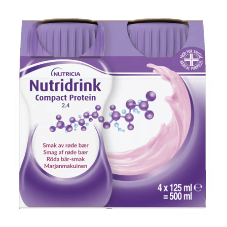Nutridrink Compact Protein Næringsdrikk, Røde bær, 4x125 ml