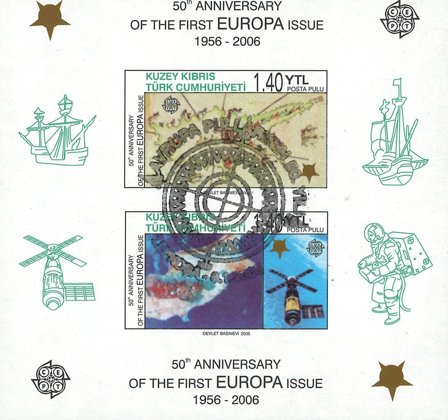 Tyrkisk Cypern - CEPT 50år - Stemplet utakket miniark
