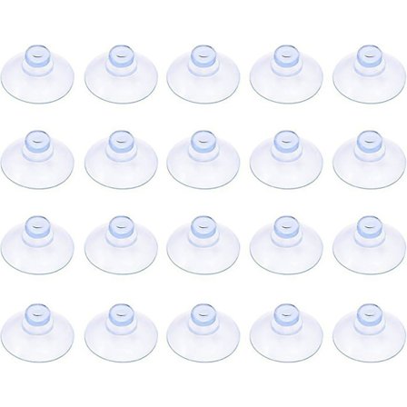 Pakke med 20 små gjennomsiktige plastsugekopper, uten krok, 20 mm