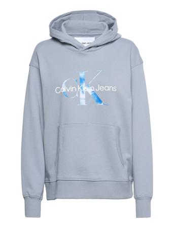 Aqua Monogram Hoodie Hoodie Blå Calvin Klein Jeans