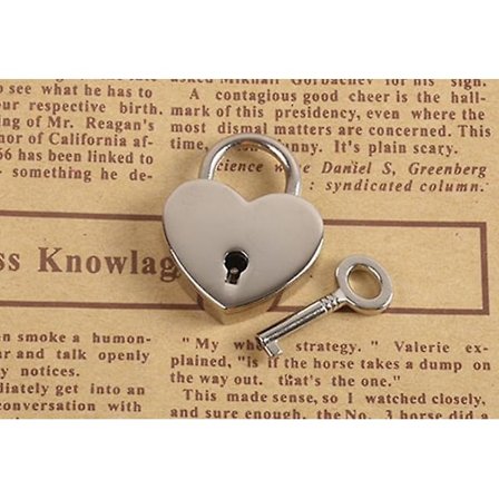 Medium Metall Hjärtformad Hänglås Med Nyckel Mini Lås(Sliver)