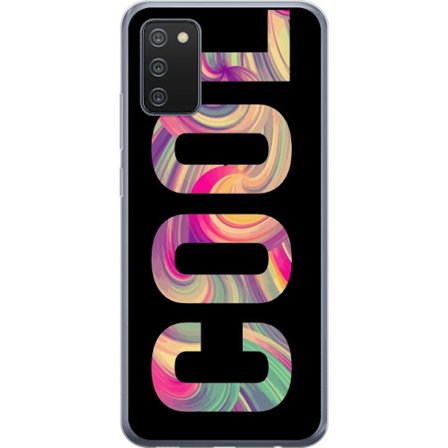 Yhteensopiva Puhelinkuori Samsung Samsung Galaxy A02s Nykytaiteellinen typografia taiteilu sanaa LOVE nestemäisissä sateenkaariväreissä mustaa tau