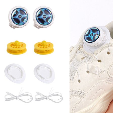 Automatisk roterende spænde no-tie snøresystem - 4 dele til sneakers og hverdagssko White