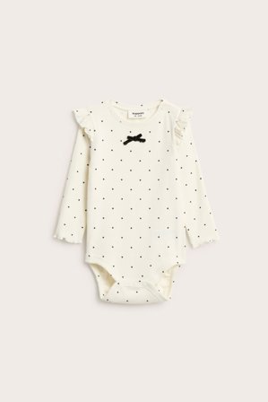 Kappahl | Långärmad prickig body | Offwhite