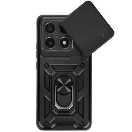 Cover til Xiaomi 14T - MAYAXESS - Sort - Stødabsorberende - Skydelåg til kamera - Magnetisk holder