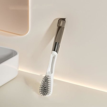 Husholdningsrengøringsbørste til sprækker, badeværelseshjørnebørste, trekantet gulvskrubbebørste, lille skobørste til badeværelsesgulv - Klassisk Hvid