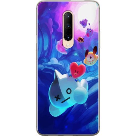 Kompatibel Mobilcover til OnePlus OnePlus 7 Pro BT21-karakterer svæver gennem et magiskt blåt univers fyldt med hvirvlende lys, energi og farver i e