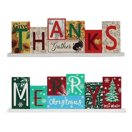 Ge Tack Joulukoristeet Kaksipuolinen Puukyltti Käännettävä Pöytäkoriste Houkutteleva Kiitospäivän Sisustus Kodin Sisustus