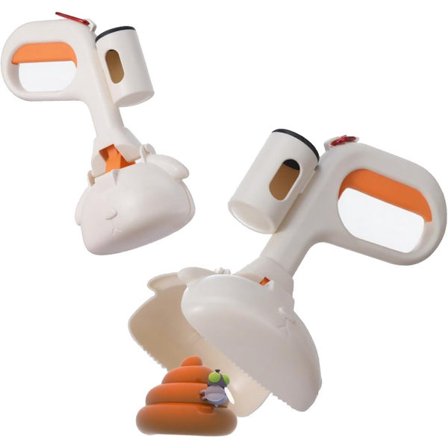 Hundeposer, hundebæsj-scoop, hundebæsj-scoop med søppelposefeste, bærbar, rydder opp bæsj uten kontakt, 24*14cm), Hvit