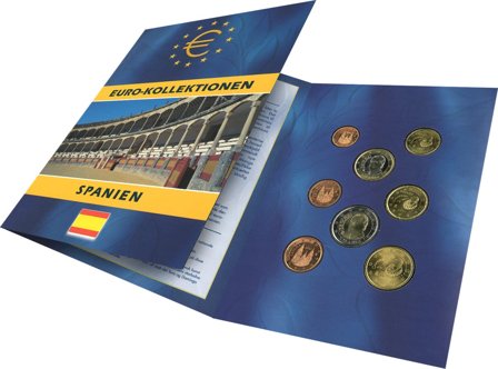 Spanien - Euro møntsæt i folder - Dansk