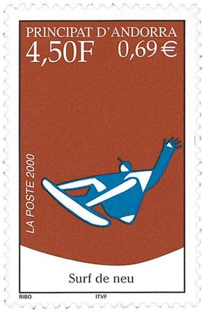 Fransk Andorra - Snowboarding - Postfrisk frimærke