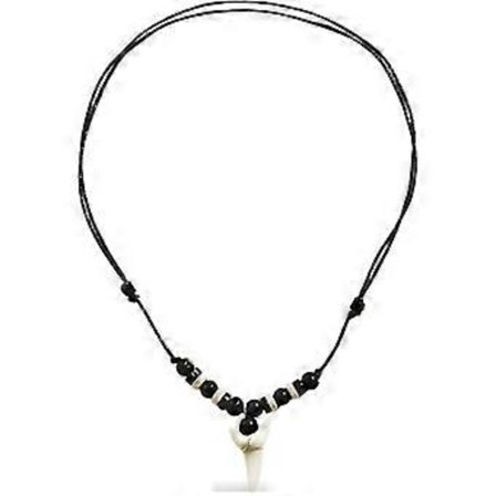 Halskjede med haitann, surferhalskjede, halskjede med treperler, vintageanheng, herre-smykke