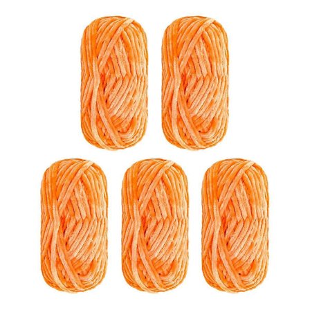 5 kpl Erittäin pehmeää Chenille Velvet -lankaa, neulevillaa, paksua lämmintä virkkauslankaa taideneulontaan, DIY-kassineulepuseroon 500 g, oranssi