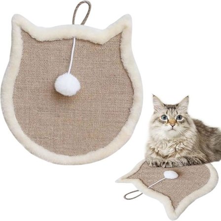 Kattenskrapematte, 1 stk Kattenskrape, Sisal Kattmatte, Naturlig Anti-Skli Kattenskrape, Horisontal for Sisal Dør for Katt Kattunge Beskytter Møbler