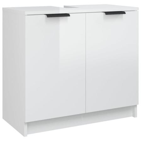 vidaXL Badrumsskåp vit högglans 64,5x33,5x59 cm konstruerat trä Vit