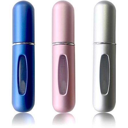 3-pakning - Mini 5 milliliter påfyllbar parfyme-forstøverflaske, flerfarget parfymesprayflaske, parfymepumpeetui for reiser og utflukter (blå-Si