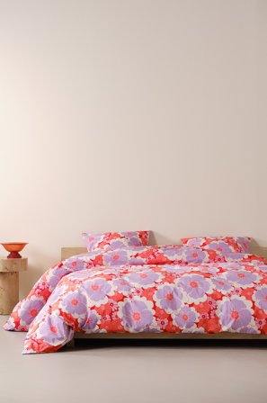 Jotex - Dynetrekksett Dobbeltseng Økologisk Rød/lilla - FRIDA - Kjøp Dobbeltseng hos Jotex