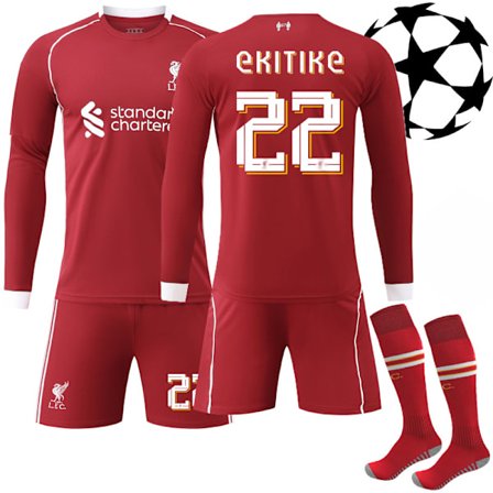 25-26 Liverpool UEFA Champions League Langermet Hjemmefotballdrakt Nr. 22 EKITIKE